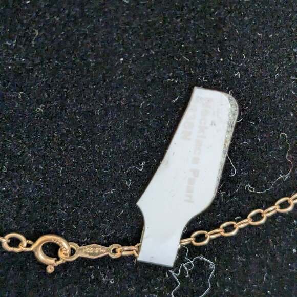 14K Gold Fill Pearl Teardrop Blue Necklace Delicate Preppy Gift Quiet Luxury - Picture 3 of 11